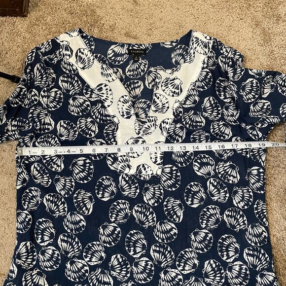 Talbots Blue White Seashell Tunic Beach Coverup Womens Size S Coastal Cotton - Picture 6 of 9